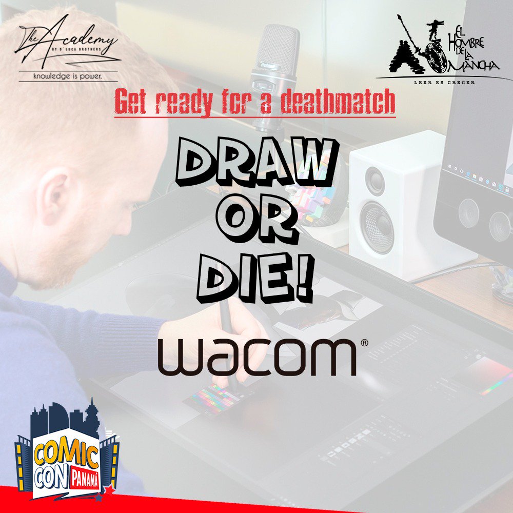 WacomEspanol's tweet photo. Querido publico de Panamá, nuestros amigos de The Academy estarán desde hoy y hasta el domingo en @comicconpan en el strand de @twittdelamancha dónde podrás ganarte una #WacomIntuos durante la segunda edición del “Draw or Die.”
Más detalles: https://t.co/ckwpYnyZCH
#CCPAN https://t.co/W0pyYGcXzc