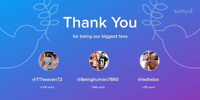 Our biggest fans this week: TTheaven72, Beinghuman7860, ladladxx. Thank you! via https://t.co/Ic1sEYJmO8