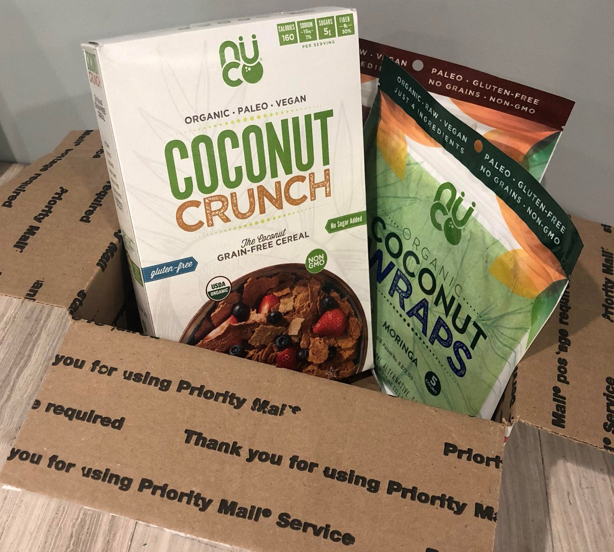 DBPLA's tweet photo. A special delivery of treats just arrived from NUCO - yummy cereal and wraps to add to the Healthy Living package in our fantastic silent auction at A Brighter Future for Children Gala. Get your tickets to the Gala at https://t.co/RSIvNJtL6U. #cocobynuco #DBPLA #ABrighterFuture https://t.co/NOafLxCH9G