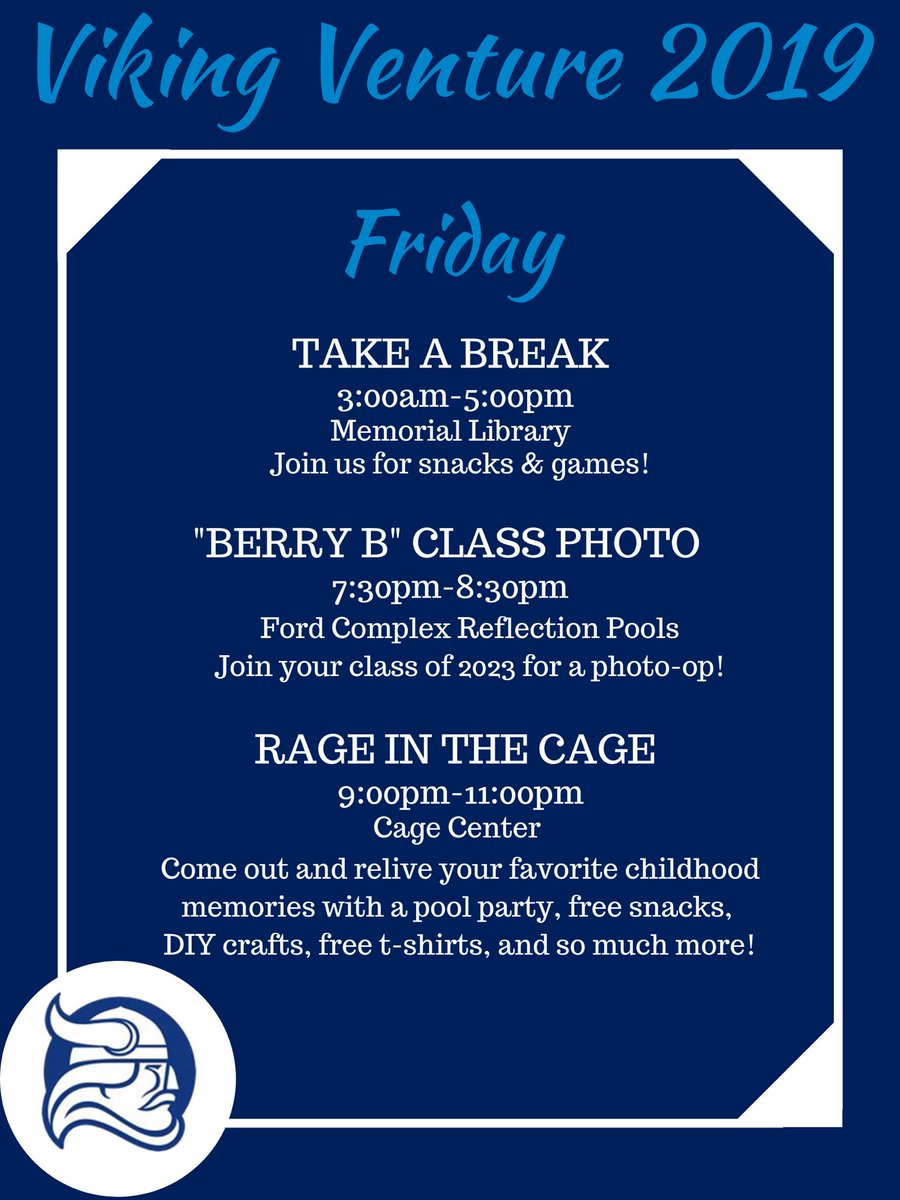 Day 2 of #VikingVenture19 is packed with with fun things to do, make sure to show up and participate because #WeAllRow!