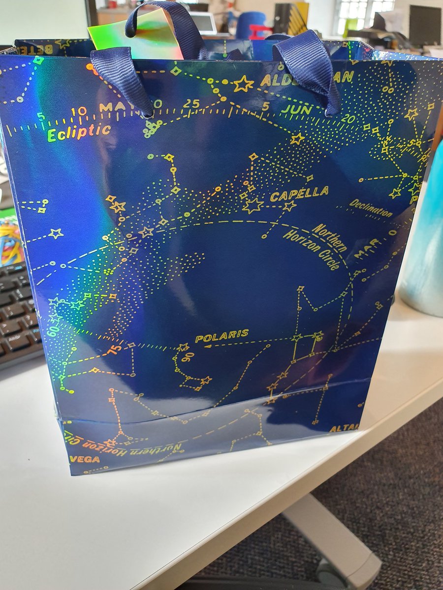 AineFlood1's tweet photo. Best gift bag ever. 

Thank you @JaneDooley98 and @jeremyrigney!!! It was so great working with you both over the summer 😁 you will be missed! 
#summerofscience #AstroLands https://t.co/ThvJGFaB2X