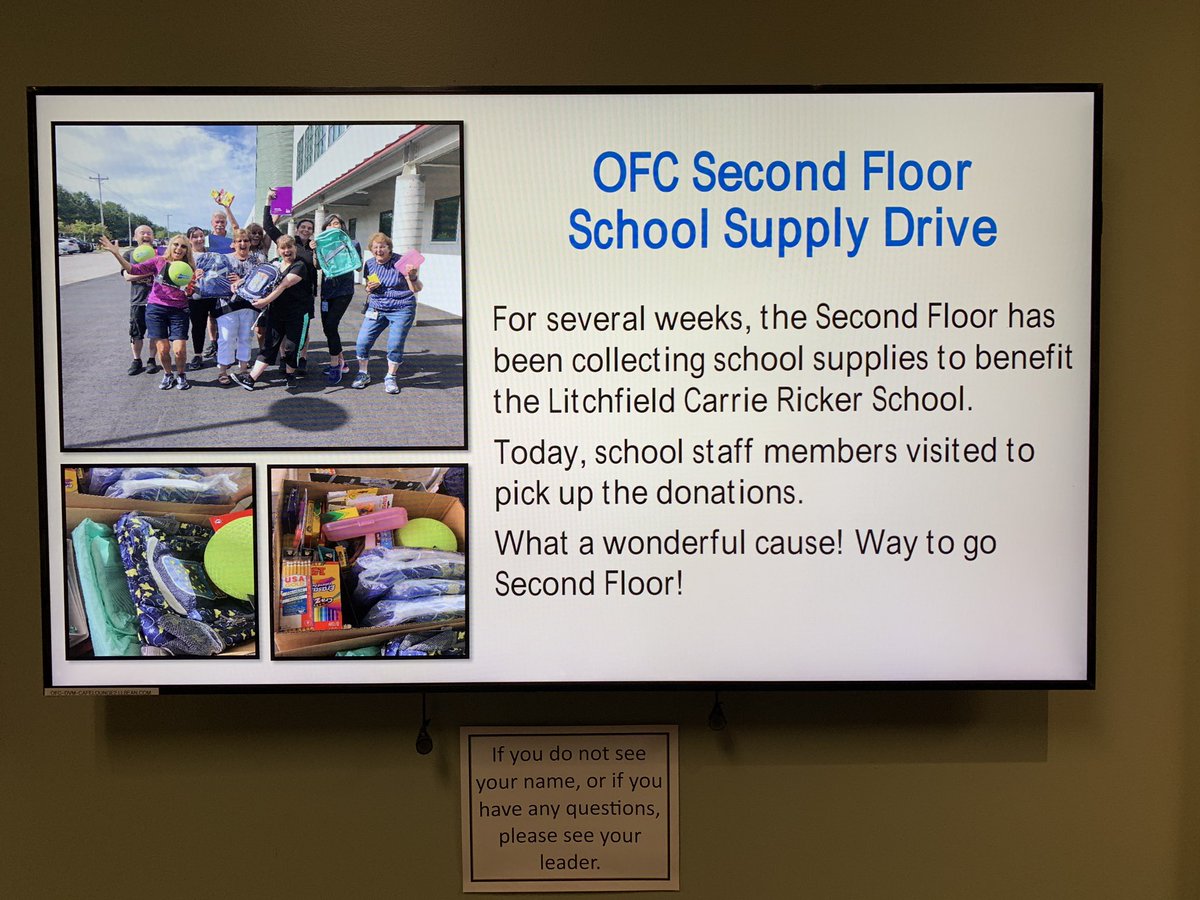 Big CRS thank you to the <a href="/LLBeanFreeport/">L.L.Bean Freeport</a> OFC Center, Joan Drouin, the Happy Campers Crew &amp; the Picking Department for your support and school supply donations! And our own Diane Whalen for organizing!Our <a href="/RSU4CRS/">CRS</a> Ss will be excited and are lucky to have your support! <a href="/RSU4MAINE/">RSU4</a>
