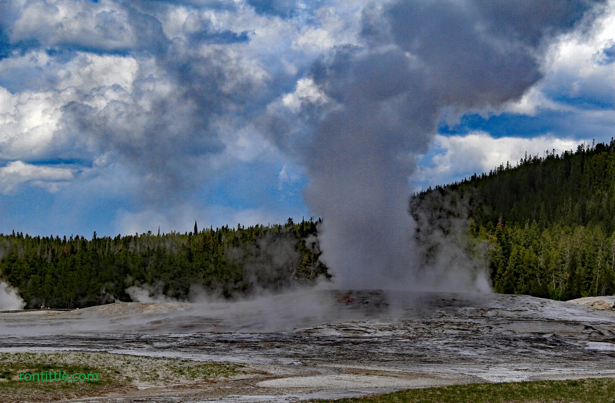 Old Faithful is a wonderful place to observe natural wonders.  I was mindful that we were standing atop a super-volcano, and hoped it wouldn't erupt anytime soon.  The geysers are continuous reminders of the power underneath.  (more of the story at rontittle.com)