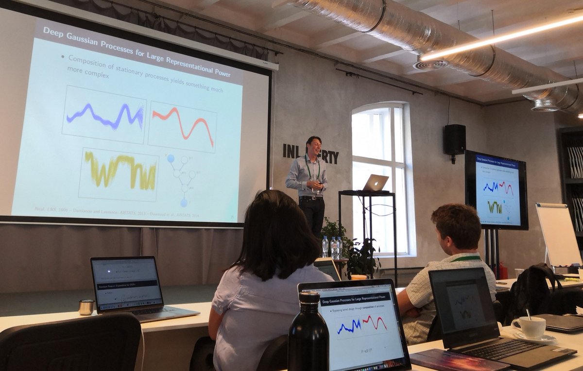 deepbayes's tweet photo. Next, @MaurizioFilip19 deepened the GP discussion by giving a keynote talk on Deep Gaussian Processes https://t.co/mVvubg9xKZ