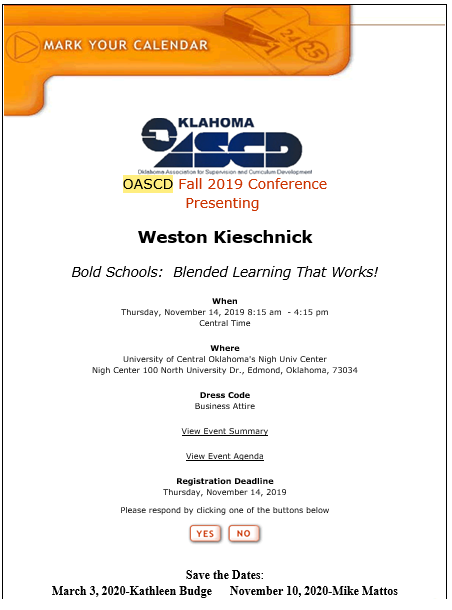 okascd's tweet photo. Join OASCD in a high energy, fun, and practical conference that will provide approaches for increased student motivation, involvement, and outcomes. #oklaed https://t.co/GgQYx0dyzr https://t.co/DA0qpvk7cV