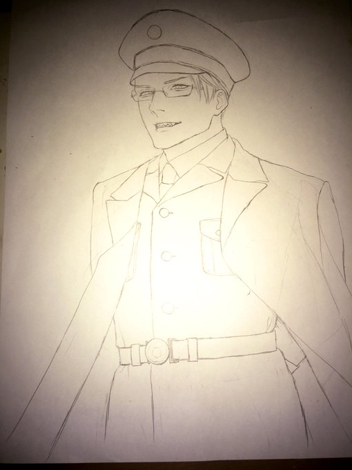 見づらいけどグルさん線画完成した(   ◜ω◝ )
体に立体感無いから後で服微調整しよう… 