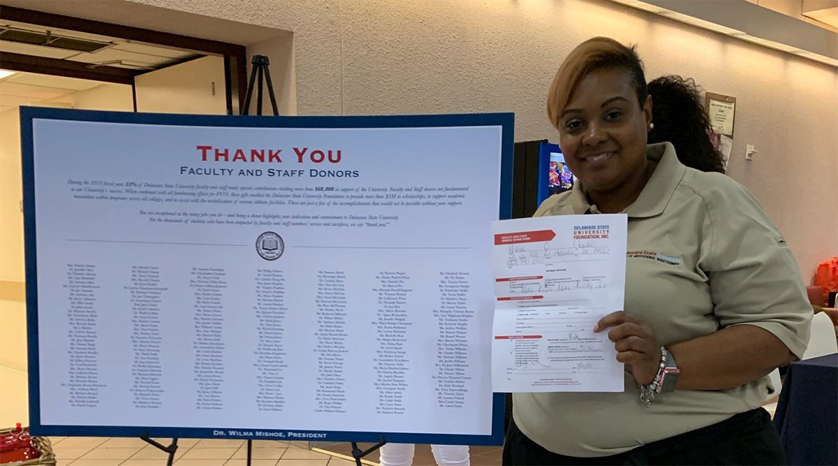 DelStateFdn's tweet image. Thank you to Amber Ward and to all of our faculty and staff donors for supporting Delaware State University students! If you would like to make a gift, please go to desu.edu/giving