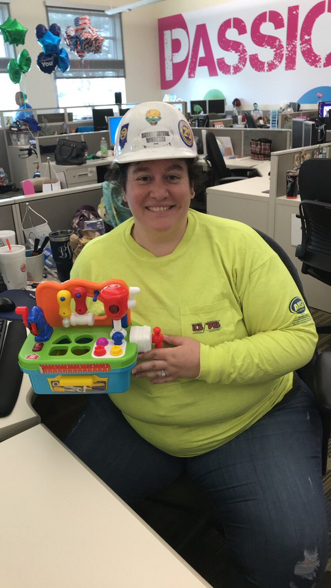 Lisa77Kay's tweet photo. Character day yesterday! Bob the Builder came to work! #ThatEVVLife #EvvMacAttack #TuggleNation @KevinEVV https://t.co/tBHyP67k3N