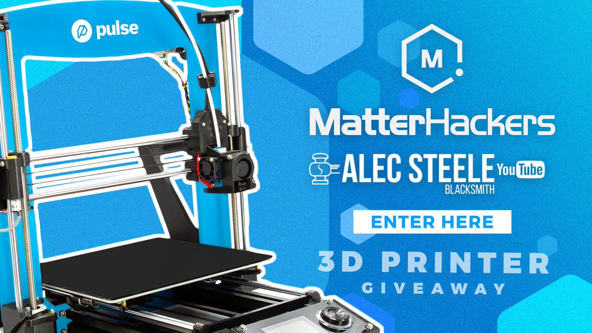 Want to win a #3Dprinter? Click on the link below for your chance to win a Pulse 3D printer bundle! Visit Alec Steele's YouTube channel and click to follow all the social media channels you can for better odds at winning! Click here for your chance to win: matterhackers.com/r/9VQKhr