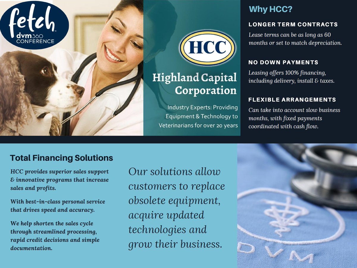 HighlandCapCorp's tweet image. Talk to our Vet Group in KC! Our #Veterinary #equipmentfinancing team will be at #fetchdvm360Conference today. Contact Sophia about our show specials 973-557-5277 or visit highlandcc.com/veterinary.php 
#equipment #finance #veterinarians #vetmed #equipmentfinance #fetchkc #fetchdvm360