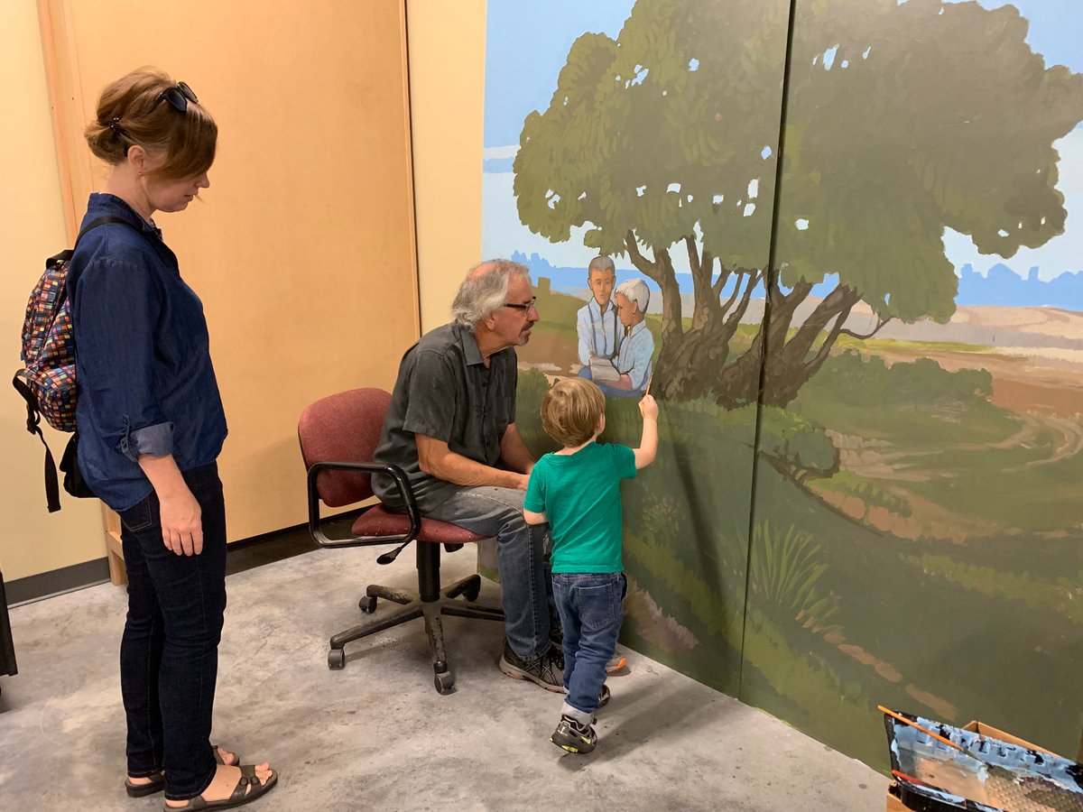 McPhersonMuseum's tweet photo. Stan received some assistance on the mural this morning from a wonderful helper! 🎨
#StanHerd #StanHerdArts https://t.co/oNeib4jBGr