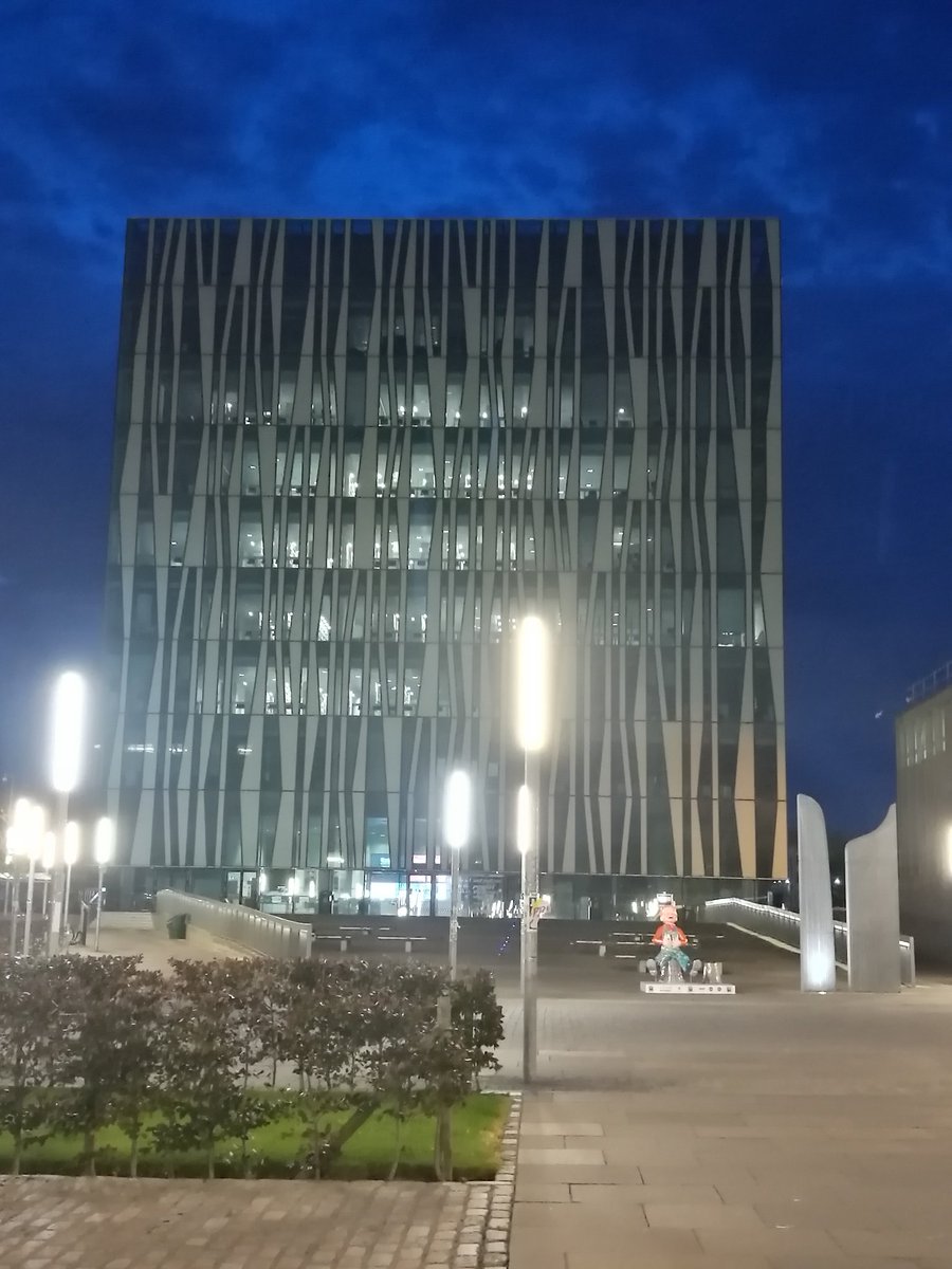 Peter_Henderson's tweet photo. Our Wullie (not quite roaming) in the gloaming @aberdeenunilib #owbt https://t.co/PA19u6DYxR