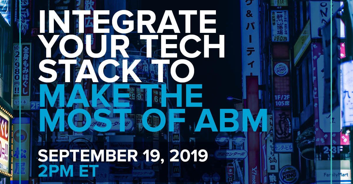 Learn how to integrate your #techstack to make the most of account-based marketing (#ABM). Join @DWATechMedia, a <a href="/Merkle/">Merkle</a> company's Krish Sailam and <a href="/Merkle/">Merkle</a>'s Jordan Cardonick for a #webinar Thursday Sept 19 @ 2pm. Sign up here: fal.cn/33BJV