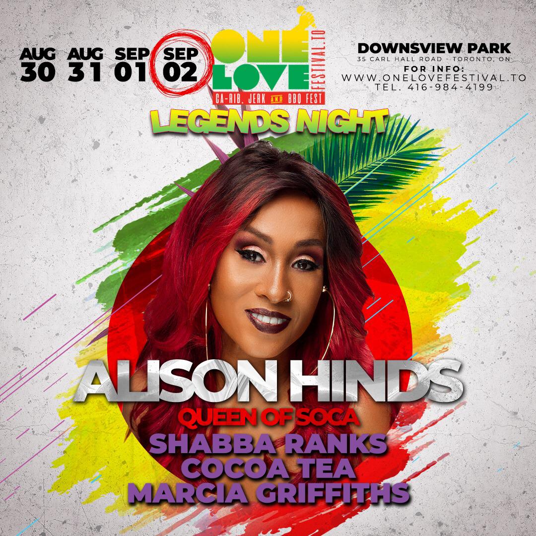 AlisonHinds's tweet photo. #aligram I will be performing live for LEGENDS NIGHT on Day 4 of the ONE LOVE FESTIVAL! Toronto Soca Family I want to see you all come out to enjoy this event with me!
#AlisonHinds #TheSocaQueen #TheCaribbeanQueen  #LivePerformance #SocaMusic #Toronto #OneLove #LegendsNight https://t.co/jkifAtEmSb
