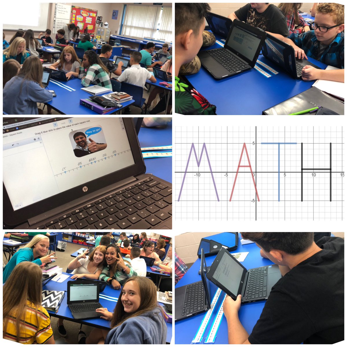 Students making the connection between squares and square roots on their own...definitely a desmos fan after today. #flippingthescript #8thgrademath #canepride #inquirybasedlearning