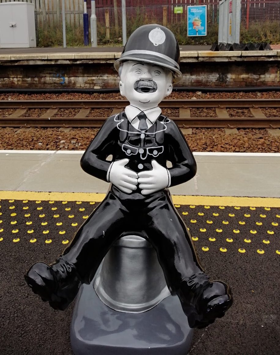 NetworkRailSCOT's tweet photo. Jings. Crivens. Help ma boab and Michty me !  

P.C. Murdoch was on patrol with PSYV #Shotts yesterday and stopped off at #Hartwood Station to remind everyone of the dangers of trespassing on the railway.

#StaySafeStayOffTheTracks  

#OWBBT https://t.co/SDcBtpCly5