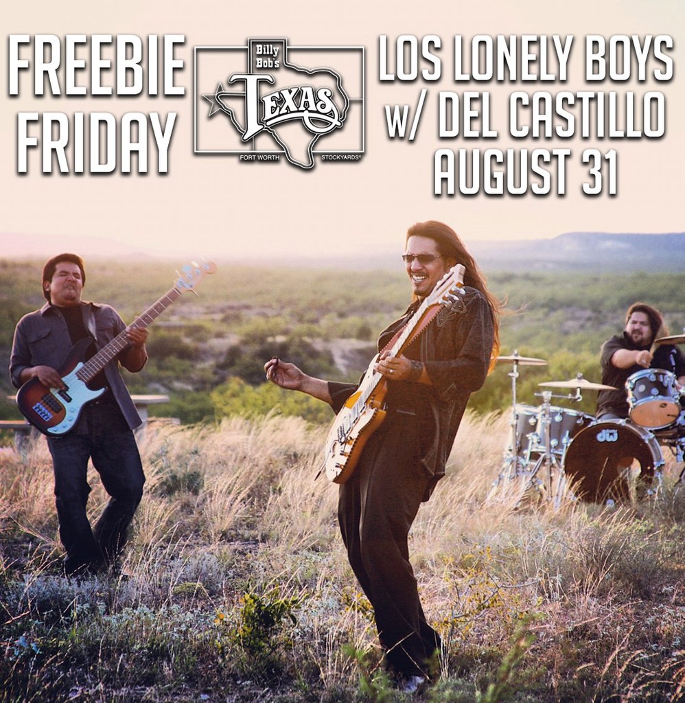 BillyBobsTexas's tweet photo. It's #FREEBIEFRIDAY! RT for your chance to win a pair of tickets to see @loslonelyboys with special guest Del Castillo on Saturday, August 31st! Get your tickets now at https://t.co/rmEvGkZhfD! https://t.co/giqIGnH5oe