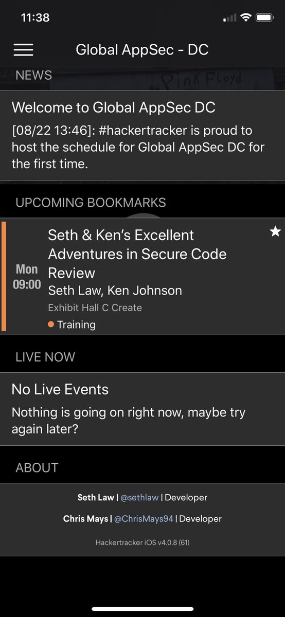 sethlaw's tweet image. Attention @owasp @GlobalAppSecDC attendees: The schedule and maps have been loaded into #hackertracker.  Download the latest version for best results. hackertracker.app @_advice_dog