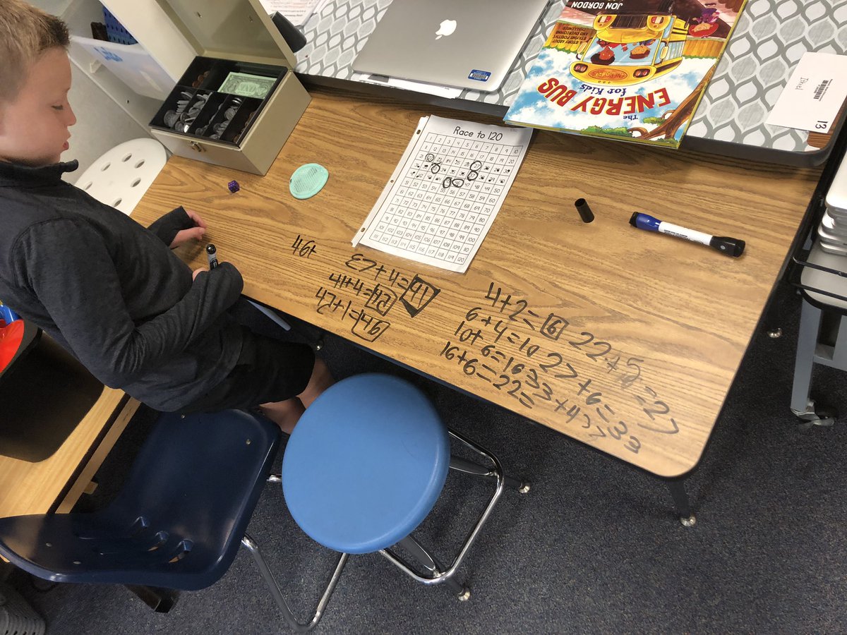 lytlebears's tweet photo. Love playing race to 120!  They love seeing their big number sentences!  #bearshine #math https://t.co/uMGwKR2EAY