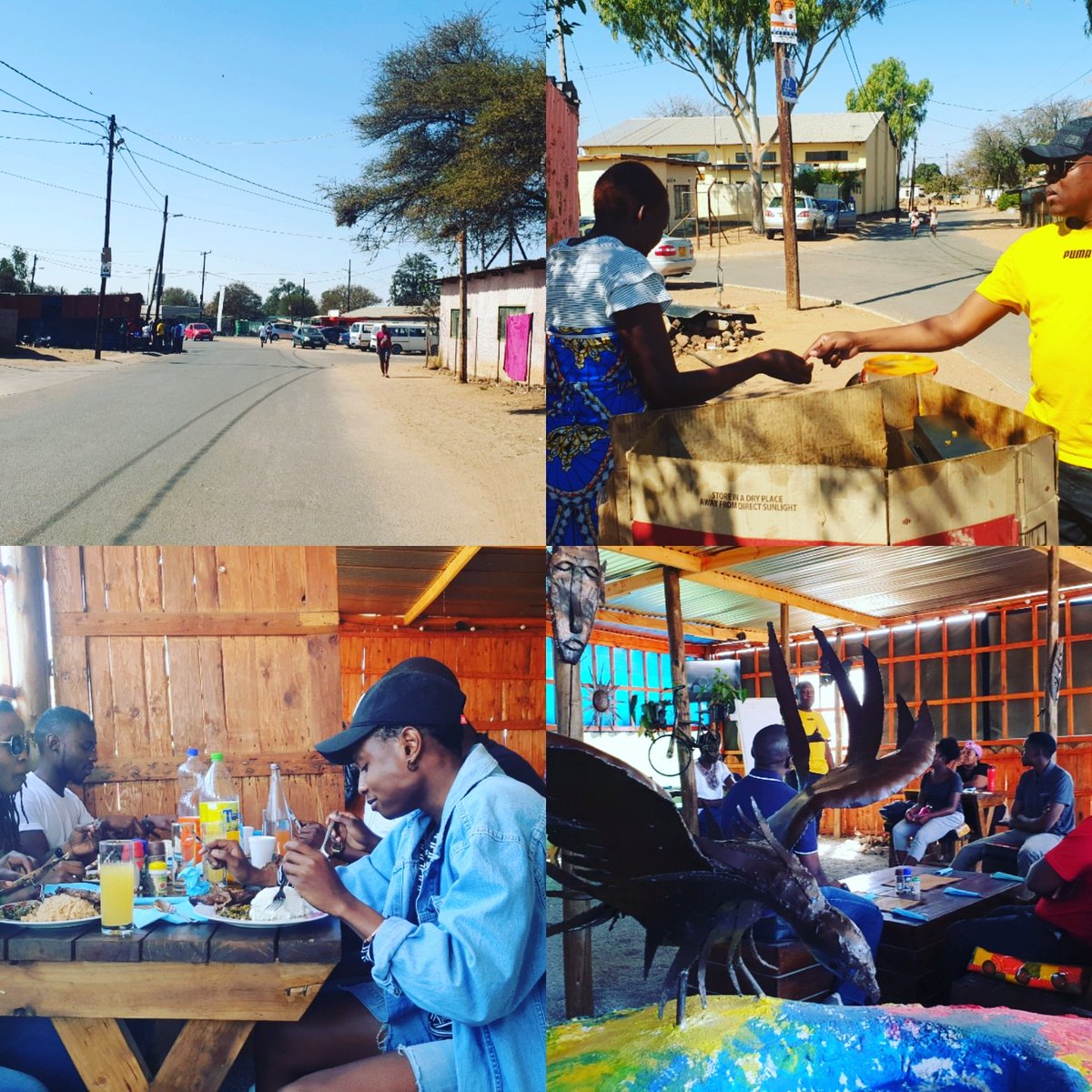 DialogueBW's tweet photo. Spent the day out with the team checking out Mafitlhakgosi Restaurant and toured around to see the neighbourhood. Thank you for the warm welcome and awesome drive around the hood. Many thinks to Abraham Mamela and team #TeamDialogue #StreetDialogue https://t.co/fVZENZTDDE
