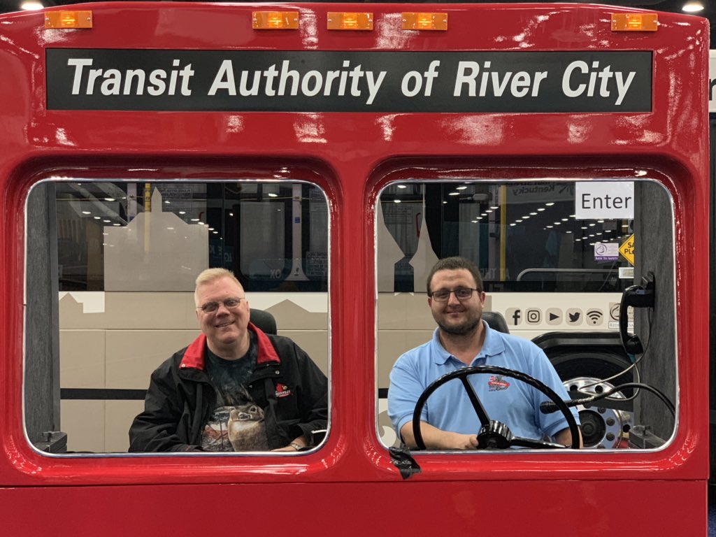 JezziJames's tweet photo. Having fun with our @ridetarc board member Chuck Rogers & coach operator Chris Cain! #TARC45 #WeMoveTheCity https://t.co/35CLq00zKP