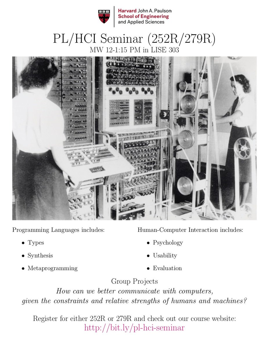 Course flyer for PL/HCI class