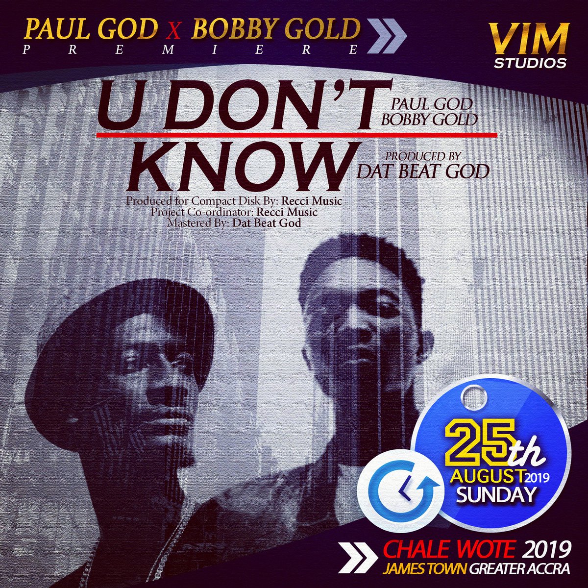 <a href="/TheRealPaulGod/">G.O.D</a> &amp; "Bobby Gold"  premiere a new single, Produced by @datbeatgod featuring a sensational verse from the Legendary King of Reggae/ Dancehall in Jamaica 🇯🇲"CAPLETON" aka King Shango @chalewoteofficial on the 25th of August, this sunday with @dj_vimtinz on rotation🔥