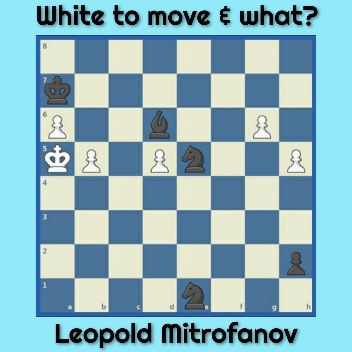 supernezhy's tweet photo. ⁣⁣⁣🔷 White to move and what? ⁣⁣⁣
⁣⁣ A study by Leopold Mitrofanov⁣⁣⁣(A corrected version)
⁣⁣ A favourite of Mikhail Tal⁣⁣⁣
⁣⁣⁣
⁣⁣✅ Check out the solution here. 
https://t.co/aA4qyEZBUG

#chess https://t.co/95w6pHPnIb
