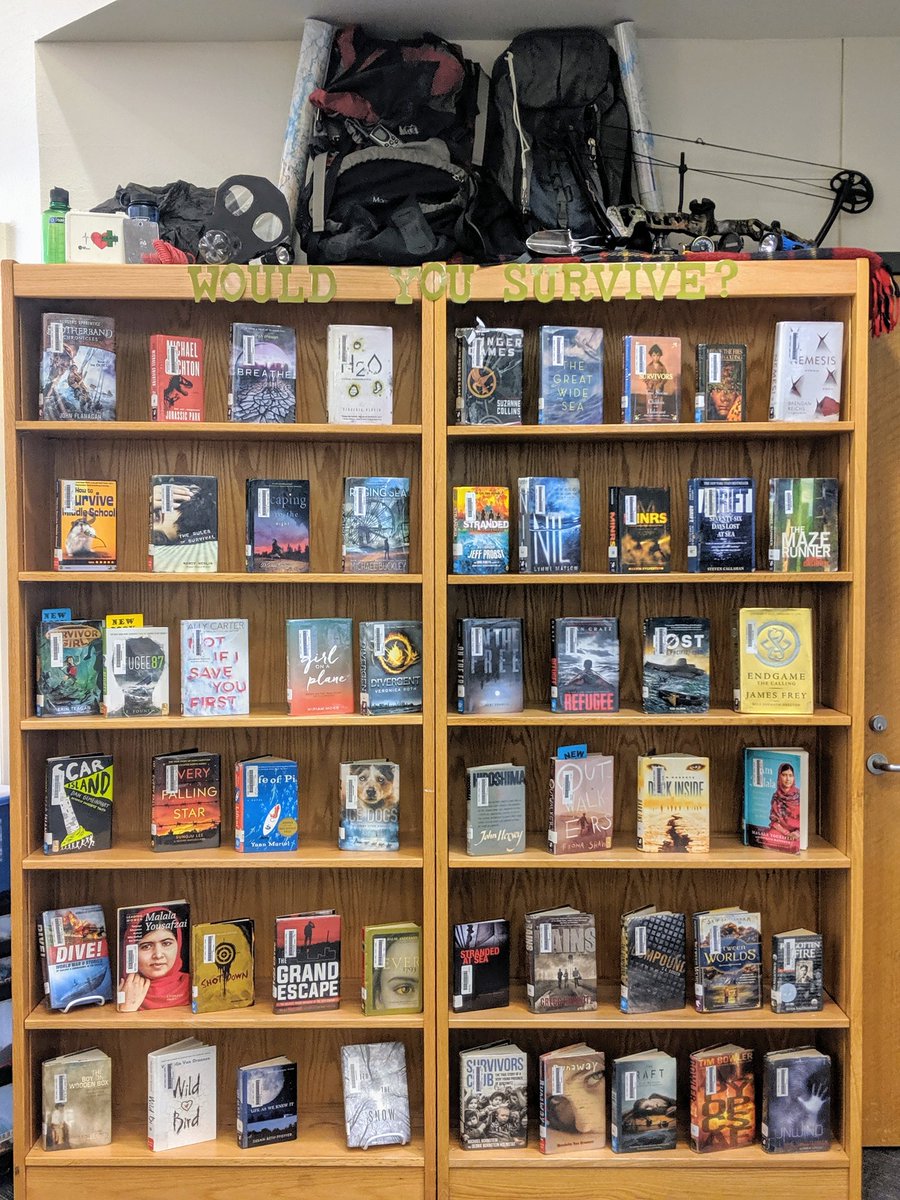 Mrs. Potts just unveiled her new book theme!! Everyone loves a good survival story! Would YOU survive?! #mymisd #dowellms