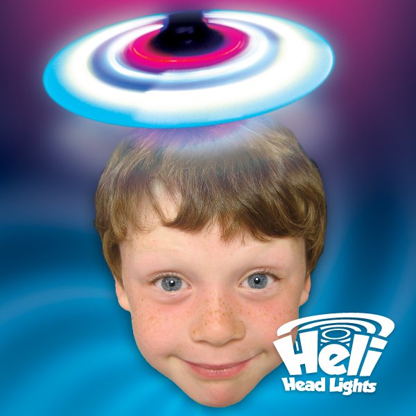 Heli Head Lights

Heli Head Lights create a spinning glowing halo of light over your head with two spinning arms stuffed with super-bright red and blue LED lights that light up and spin, fun for kids and grown ups alike!
