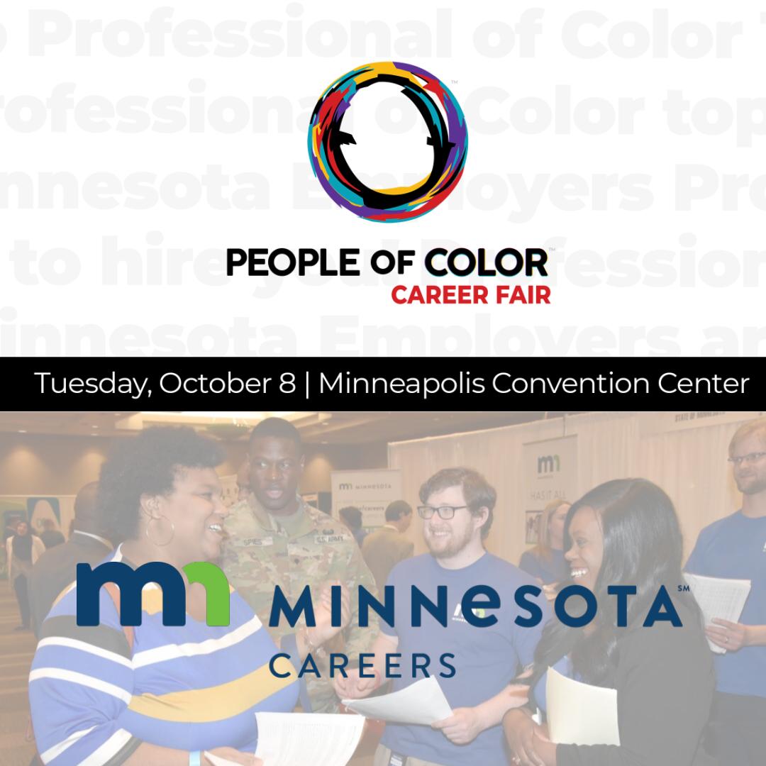 POCCareerFair's tweet image. The State of Minnesota (@MNCareers) needs to hire over 300 positions in IT, engineering, accounting, administration &amp;amp; more! Join us Tuesday, Oct. 8 at the Minneapolis Convention Center. Register today! It's FREE! 👉🏾 POCCareerFair.com

📢: #POCCareerFair #POCAccess