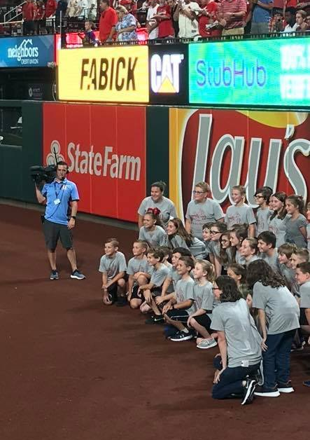 CSELions's tweet photo. The CSE Fifth Grade Choir did an amazing job singing Take Me Out to the Ballgame at Thursday night's Cardinals game at Busch Stadium! Thank you, Mrs. Hopwood, for organizing the event! Our students were respectful, responsible, resilient, and ready!! #NWLoveLearnLead #CSELions https://t.co/vCGBuxE5aP