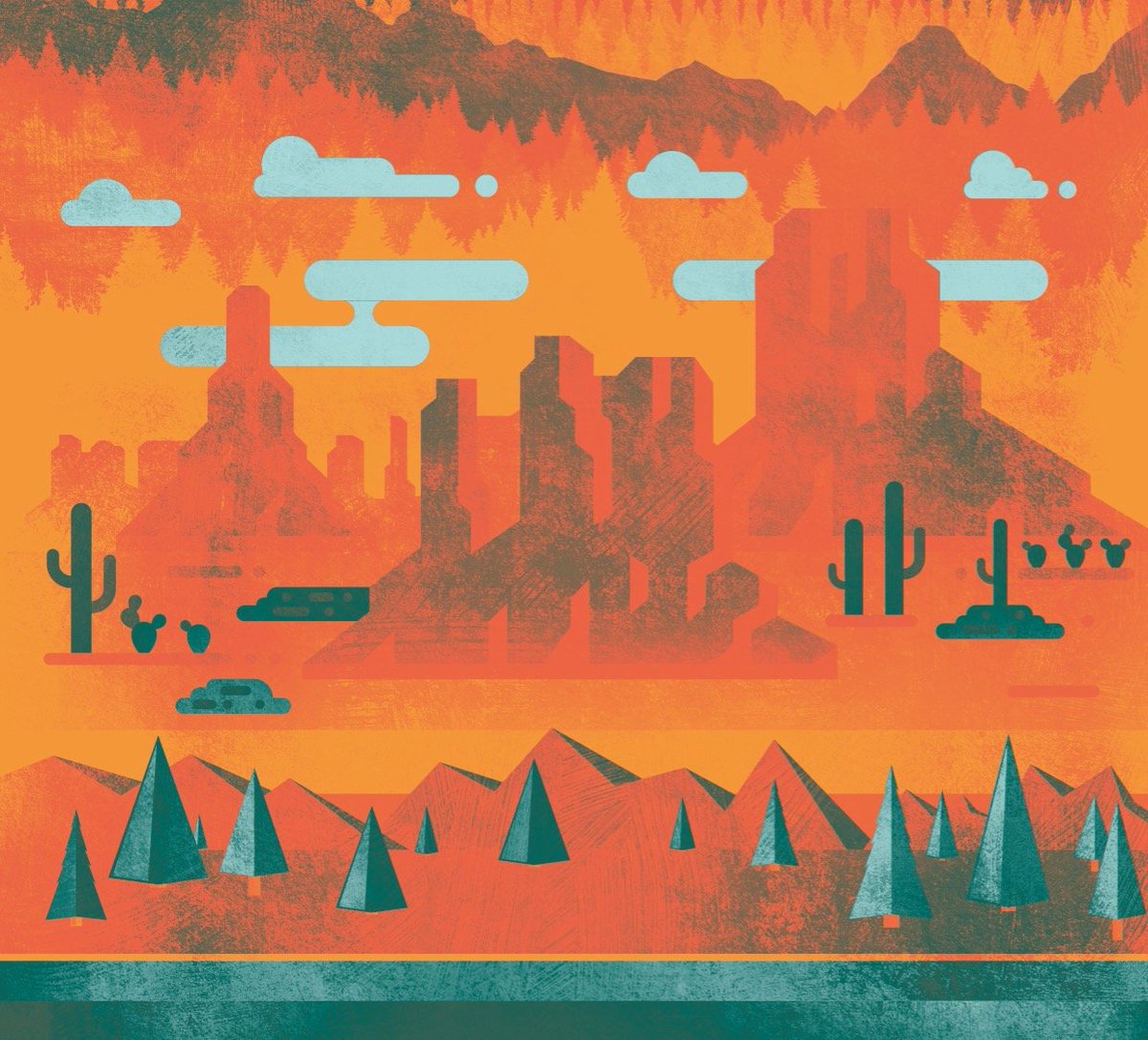 jamesenjoyrelax's tweet image. To match today's return to sweltering weather - this week's
#colour_collective #illustration feat. Tomato is a dry and super hot desert #landscape scene 🥵🌞🌲🌵
–
#canyon 
#enjoyrelaxstore
–