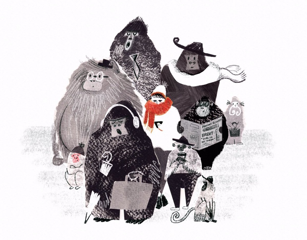 alice_courtley's tweet image. It’s been a while since I got involved in #colour_collective so here’s a little piece with a dash of #tomato . It’s called Monkey Business 🐒