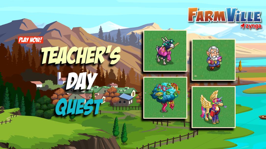 Farmville's tweet photo. #BuenViernes, Farmers! 👨‍🌾👩‍🌾 Our teachers have always served as an inspiration, role model and mentor to all of us. Check out the new Teacher's Day Quest LIVE on #FarmVille NOW! 👩‍🏫👨‍🏫

PLAY ON PC!
👉 https://t.co/NWtSHmbnaV

Official Walkthrough:
👉 https://t.co/6cg1y18zvz https://t.co/jvPzxgiQv2