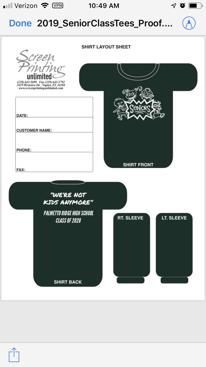 stacymichelle77's tweet photo. Senior class t-shirts go on sale Monday for $15! @PalmettoRidgeHS @RIDGE_SGA2020 @ridge_sga https://t.co/HrnbcGzGCB