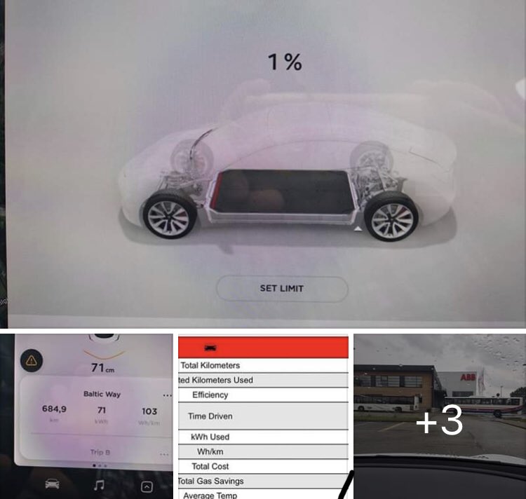 mjkapkan's tweet photo. They have done it! 685 km in one charge! #BalticWay30 with  #Tesla @Tesla @elonmusk https://t.co/iABIeAs1de