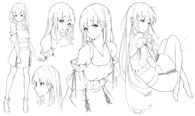 I decided to spend a whole day to practice difficult poses!
(many amazing references were refered)
It's good but not for the wrist ;u;
Ahhh! I adore long straigth hair ? 