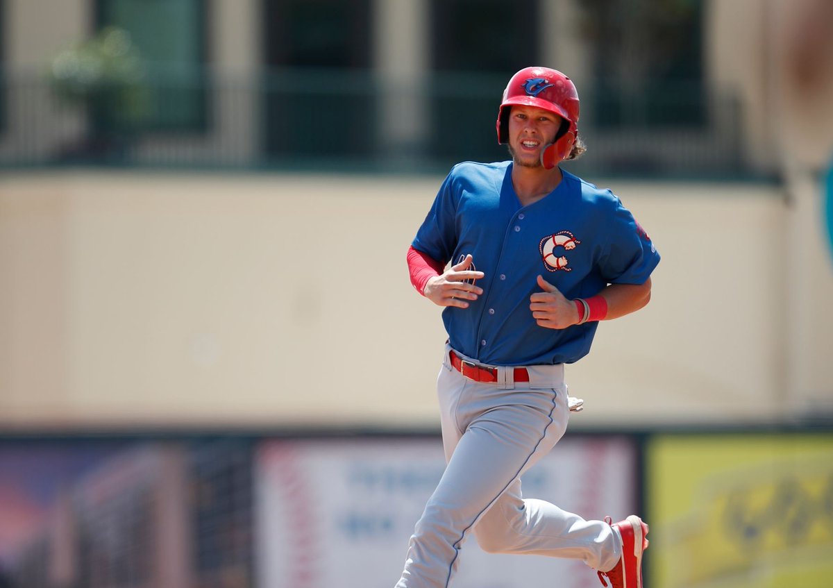 BaseballAmerica's tweet photo. Alec Bohm lived up to the pre-draft hype in 2019. 

Bohm, who turned 23 in August, slashed .307/.378/.524 with 20 homers and 75 RBIs in his first 115 games at three levels in 2019. 

He is the @Phillies 2019 Minor League Player of the Year.

https://t.co/bfRW66V1JD https://t.co/xR7xk9LXoz