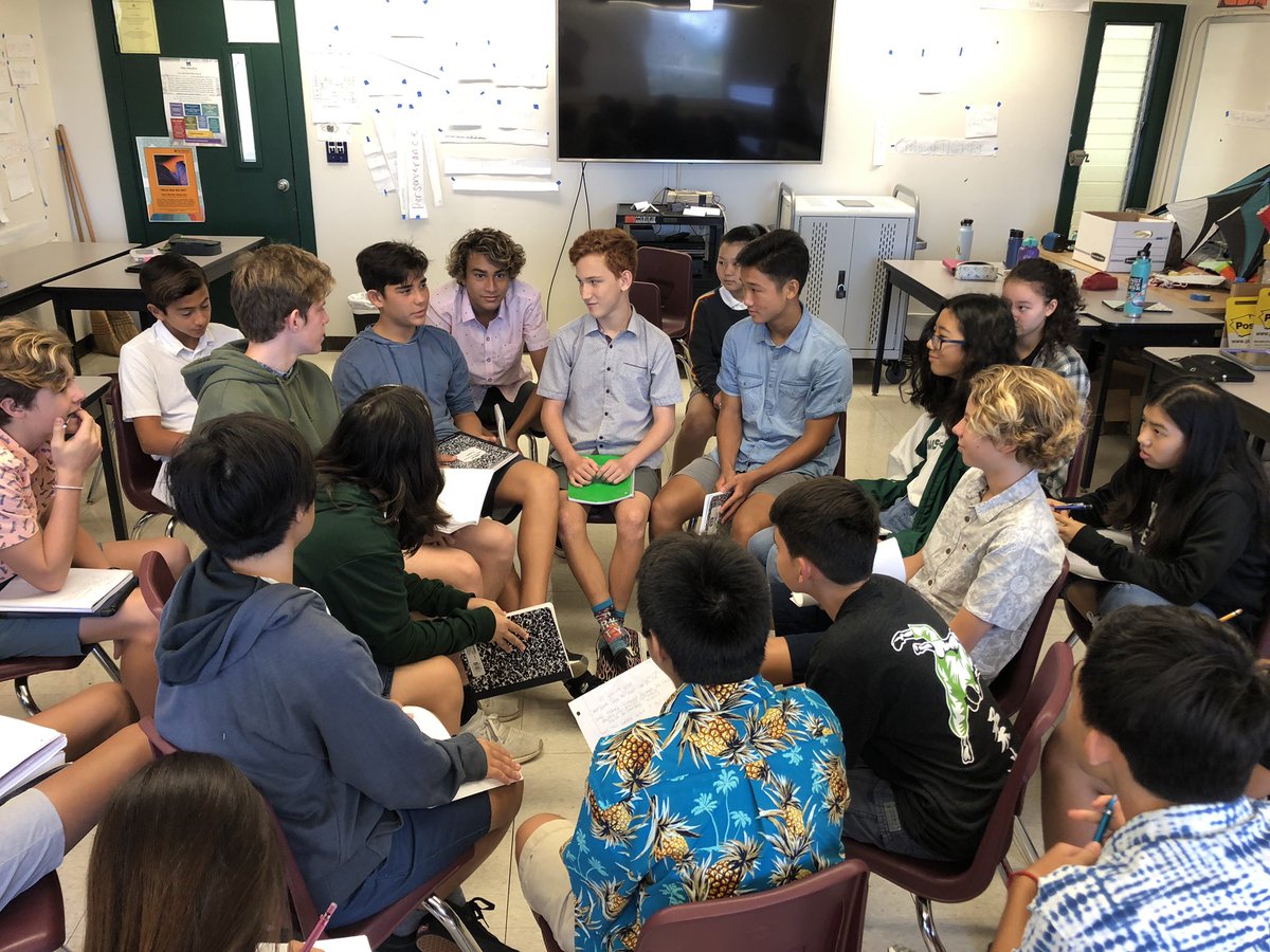 mrfalk1's tweet photo. 8th Grade teachers are these yours? #midpacific They are totally crushing it  on their first high school Socratic seminar! https://t.co/oJRLEnvfcw