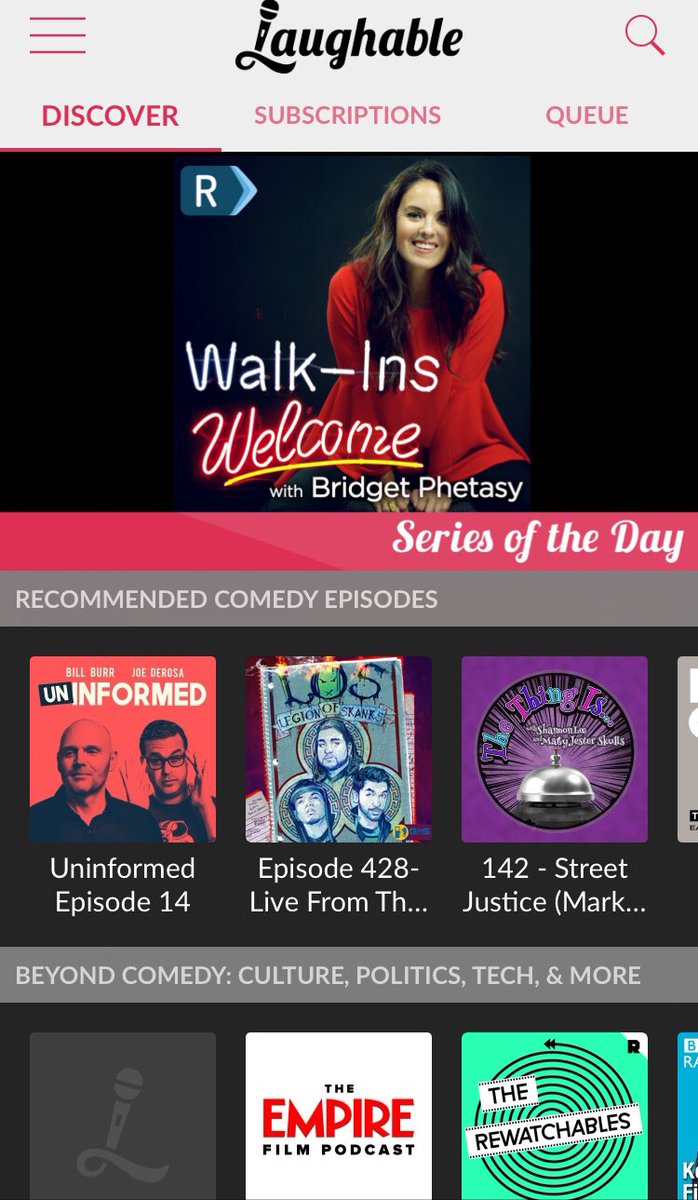 Thank you so much <a href="/laughable/">Laughable</a> for making #WalkInsWelcome the series of the day. 

Laughable is undoubtedly the best app to track all your favorite comedians as we slut around the podcast circuit.

Never miss an opportunity to cancel me and download now!!!