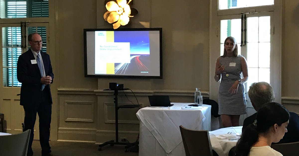 joneswalker's tweet image. Yesterday, #Labor &amp;amp; #Employment partners Chris Mann and Maggie Spell presented “No Good Deed Goes Unpunished” at the LA Chapter of the @ACCinhouse August luncheon. The pair discussed wage and hour laws and how employer generosities can increase potential liability.
