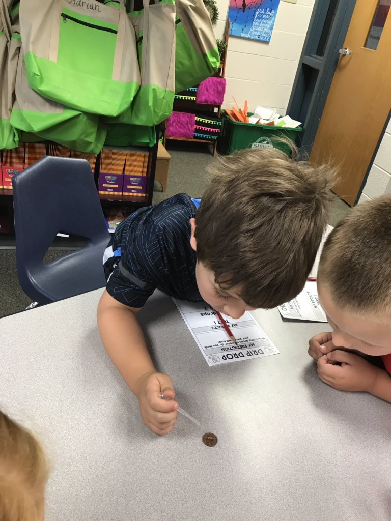 JcdHicks's tweet photo. STEM fun today!  How many drops of water will fit on a penny? https://t.co/ZbXtvZfuyK