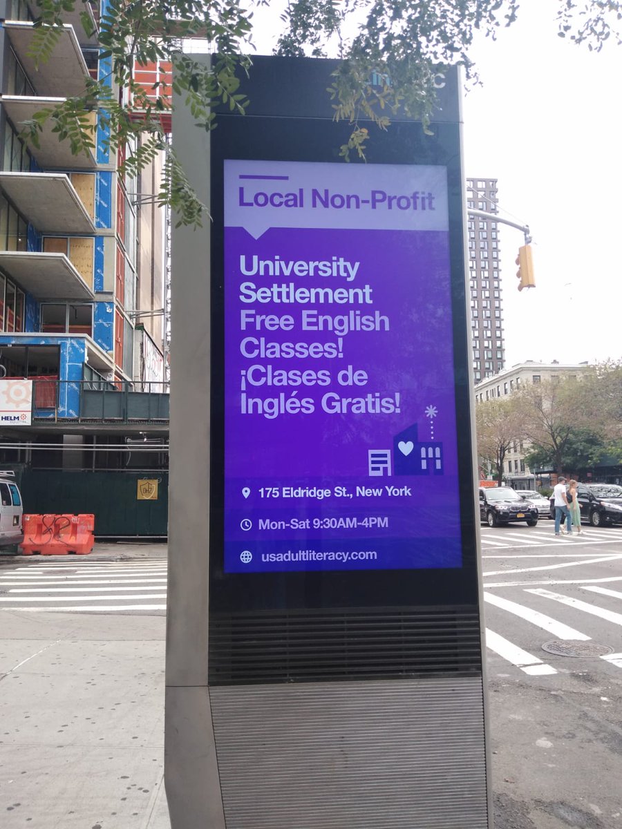 USAdultLiteracy's tweet image. Have you seen our @LinkNYC kiosk on Delancey and Orchard on the Lower East Side? #FreeEnglishClasses #LiteracyLiftsNYC