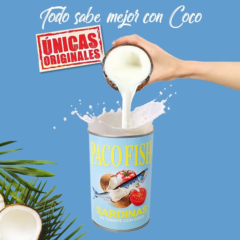 PacoFishRD's tweet photo. Todo sabe mejor con Coco, ¿con qué preparas tú tus Sardinas #PACOFISH con Coco? https://t.co/8hFce1Q4zD