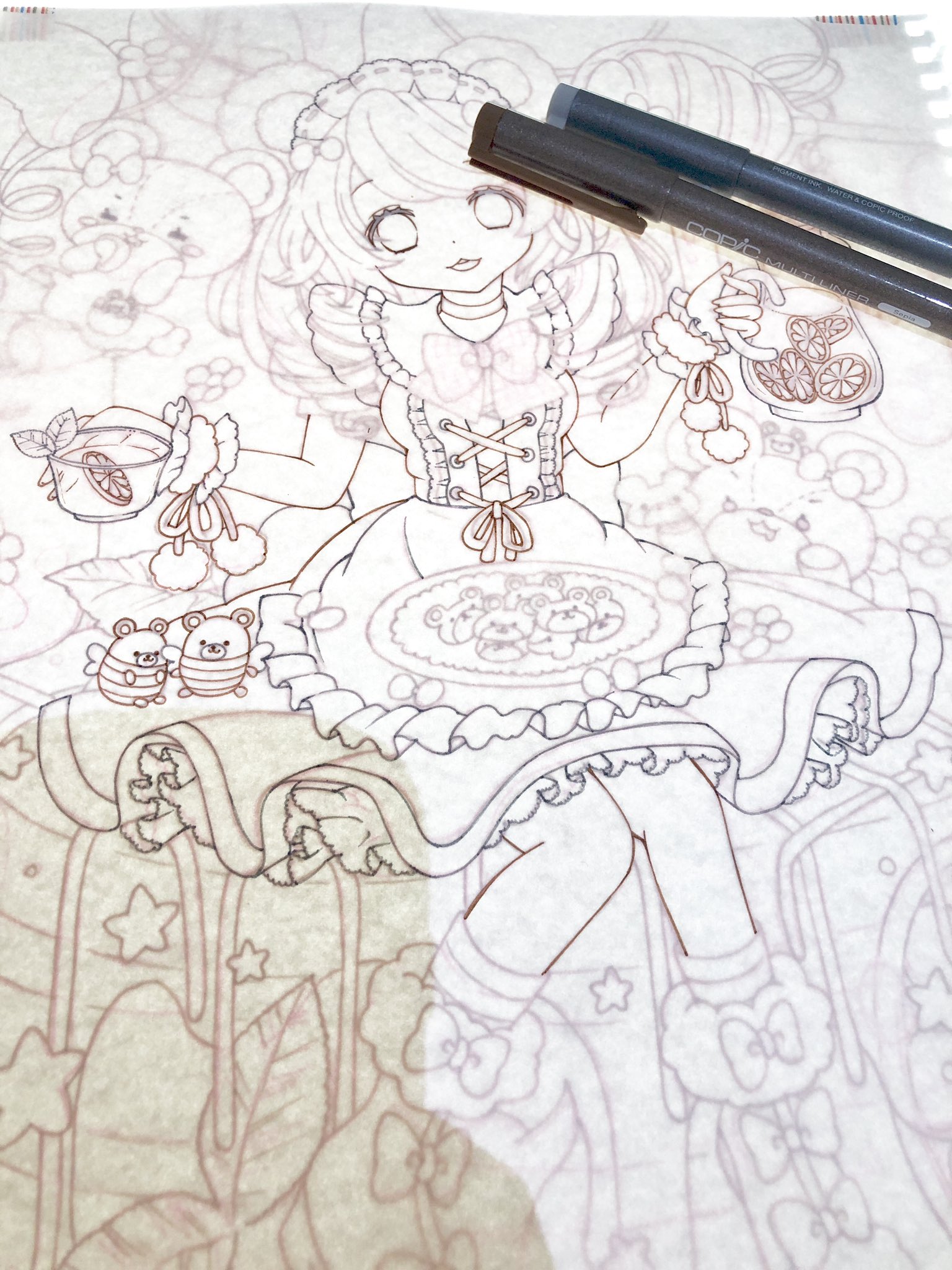 Gao がぉ E Twitterissa 線画の描き直し ˊᵕˋ 今度こそ納得いく線画にする 実は 前回の2箇所線画をミスってて あまり気にする程じゃないのは分かってるけど 気になると塗る気になれなくて そーなったら描き直しだ って描き直してる