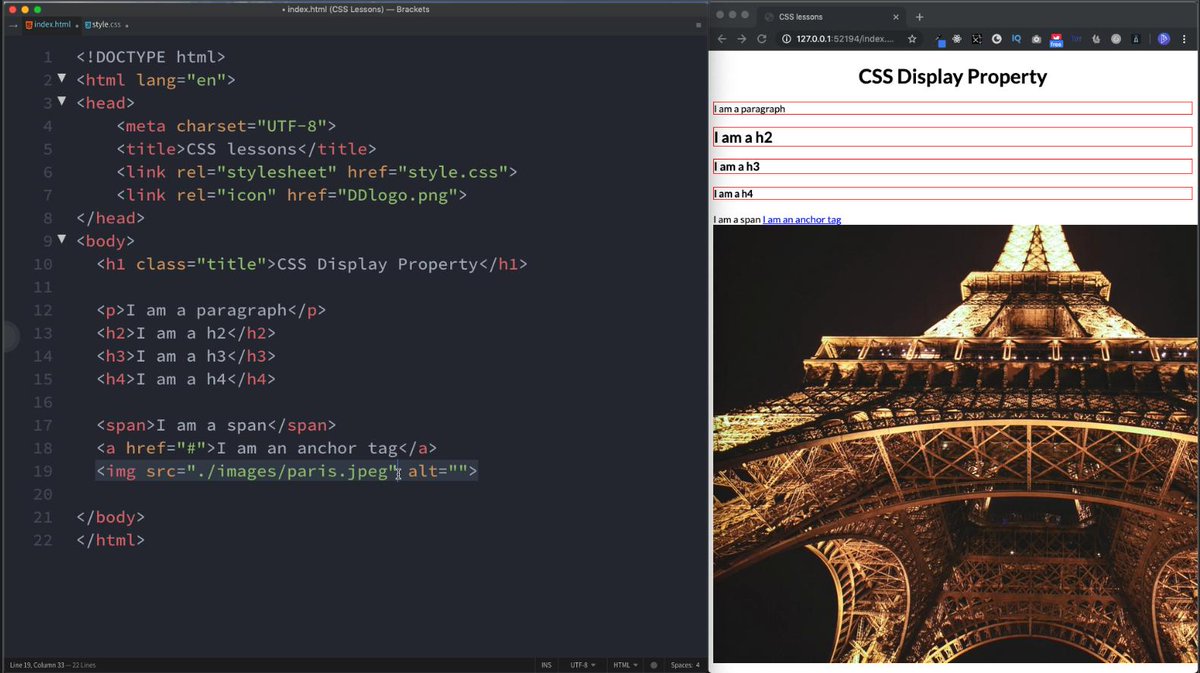 DevDreamerCode's tweet image. In this lesson we take a look at the CSS display property 😎 - bit.ly/2Hjtaqk

#css #cssdisplay #cssblock #cssinline #webdesign #coding #code #webdeveloper #developer #webdevelopment #web #coder #webdesigner #technology #ui #website #design #tech #development
