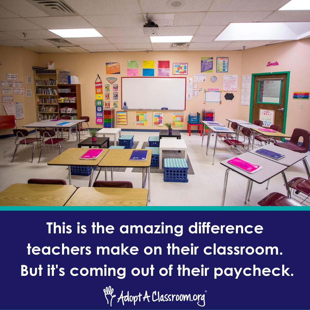 We visited a classroom and had the teacher point out the materials she provided for her students. We temporarily took out the supplies she purchased to show the impact teachers make.

You can help #clearthelists with our Monthly Giving Program. Learn more: bit.ly/2ZnL41h