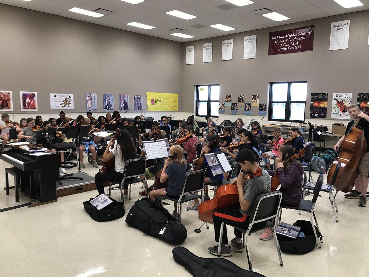 First orchestra rehearsal with 6, 7, 8 graders together! #orchestraisfun #d45learn4life