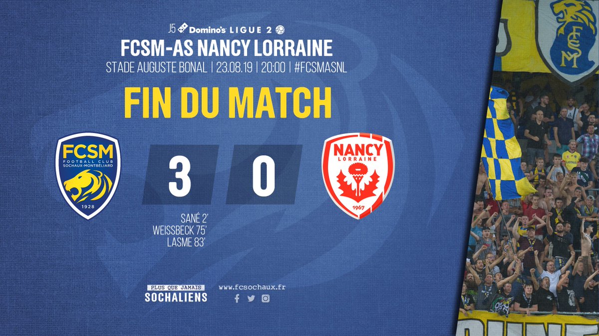 FCSM_officiel's tweet photo. 🔚 C’est terminé. VICTOIRE DU FC SOCHAUX-MONTBÉLIARD ! Oh que c'est bon 😍 !!! #FCSMASNL (3-0) https://t.co/lsbX0ogOL6